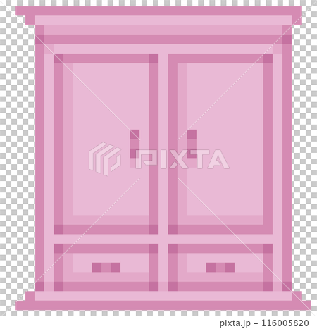 Pixel illustration of a pink chest of drawers Pixel illustration of a pink chest of drawers 116005820