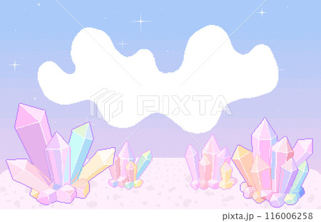 クォーツのクラスターが輝く不思議な惑星の背景素材 116006258