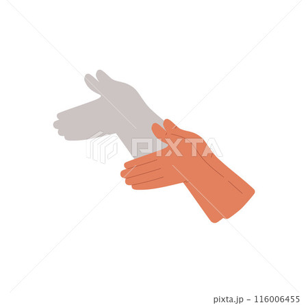 Hand gestures shadow theater, showing dog from palms and fingers, vector cartoon gaming animal puppet from hands action Hand gestures shadow theater, showing dog from palms and fingers, vector cartoon gaming animal puppet from hands action 116006455