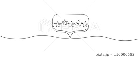 Continuous outline of five stars in speech cloud . Single line editable icon of 5 stars. Rating service concept and customer reviews. Minimalistic vector artwork. 116006582
