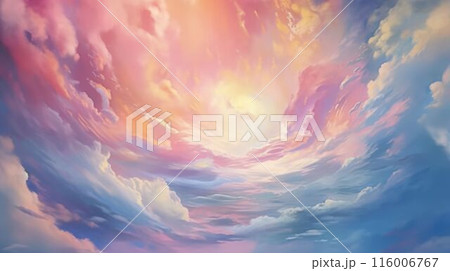 Surreal twilight sky with swirling clouds and...のイラスト素材 [116006767] - PIXTA