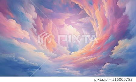 Surreal twilight sky with swirling clouds and warm light at the center. AIG35. 116006782