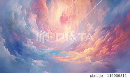 Surreal twilight sky with swirling clouds and...のイラスト素材 [116006813] - PIXTA