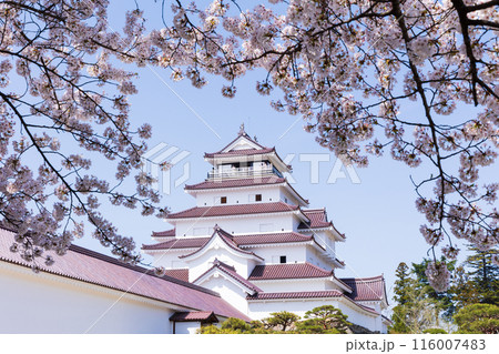 日本さくら名所100選　福島　鶴ヶ城（会津若松城） 116007483