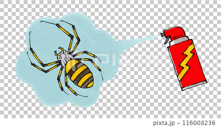 殺虫剤をかけられるジョロウグモ 116008236