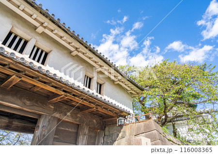 新発田城 本丸表門 国の重要文化財 腰回りは瓦張りの海鼠壁 なまこかべ 新発田城 本丸表門 国の重要文化財 腰回りは瓦張りの海鼠壁 なまこかべ 116008365