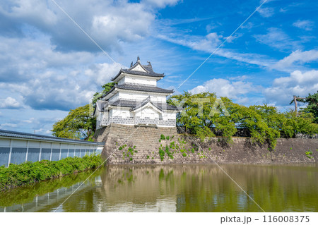 新発田城　三階櫓　実質的な天守　屋根はT字型に造られ三階櫓頂上に三匹の鯱　新発田城のシンボル 116008375