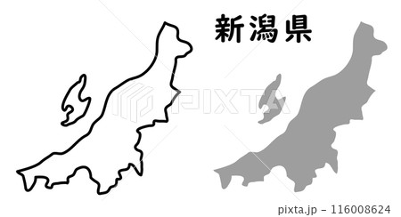 新潟県のシンプルな地図イラスト素材 新潟県のシンプルな地図イラスト素材 116008624