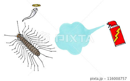 殺虫剤をかけられ死ぬゲジゲジ 116008757