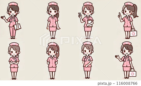 色んなポーズのナース(全身) 色んなポーズのナース(全身) 116008766