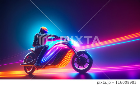 CGイラスト　バイクでツーリングのイメージ素材 116008983