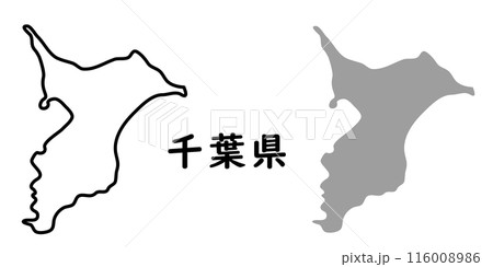 千葉県のシンプルな地図イラスト素材 116008986