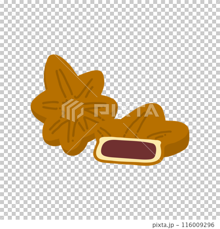 Hand-drawn color illustration of Momiji manju Hand-drawn color illustration of Momiji manju 116009296