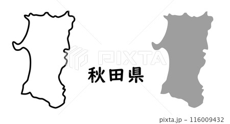秋田県のシンプルな地図イラスト素材 116009432