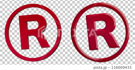 質感が違う斜めになった赤い立体的な登録商標マークのセット 質感が違う斜めになった赤い立体的な登録商標マークのセット 116009433