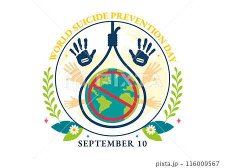 World Suicide Prevention Day Vector Illustration on September 10 with a Hanging Rope and Hands to Prevent Suicides in a Flat Cartoon Background World Suicide Prevention Day Vector Illustration on September 10 with a Hanging Rope and Hands to Prevent Suicides in a Flat Cartoon Background 116009567