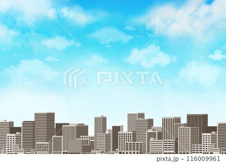 ビルと青空の背景　街並み 116009961