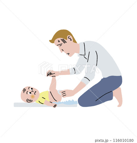 子育て_赤ちゃん_おむつ替え_男性 116010180
