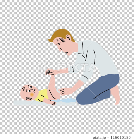 子育て_赤ちゃん_おむつ替え_男性 116010180