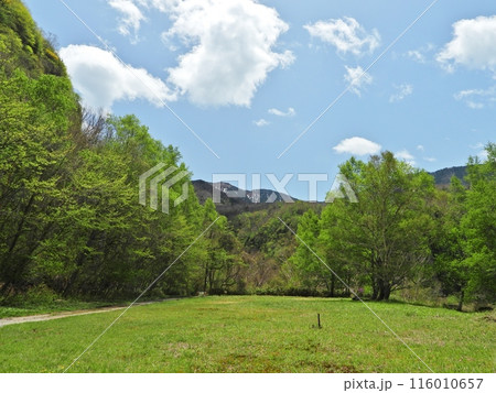 硫黄鉱山跡地の爽やかな初夏の風景 116010657