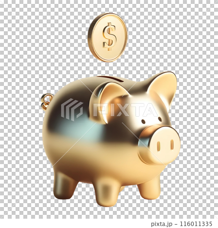 golden piggy bank with coin 116011335
