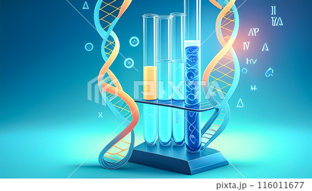 CGイラスト　フラスコで表現した化学のイメージ素材 116011677