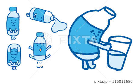 青いペットボトルのかわいいキャライラスト 116011686