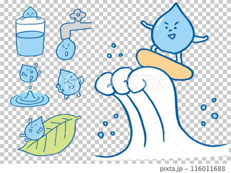 藍色水滴的可愛人物插畫 116011688