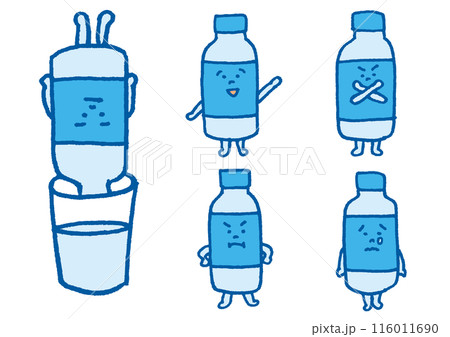 青いペットボトルのかわいいキャライラスト 116011690