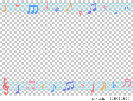 手書きの音符の背景フレーム、音楽デザインの背景 手書きの音符の背景フレーム、音楽デザインの背景 116011693
