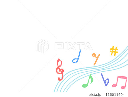 手書きの音符の背景フレーム、音楽デザインの背景 116011694