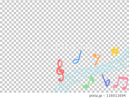 手書きの音符の背景フレーム、音楽デザインの背景 116011694