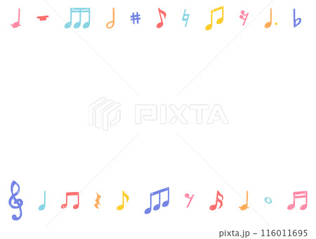 手書きの音符の背景フレーム、音楽デザインの背景 手書きの音符の背景フレーム、音楽デザインの背景 116011695