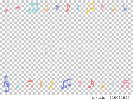 手書きの音符の背景フレーム、音楽デザインの背景 手書きの音符の背景フレーム、音楽デザインの背景 116011695