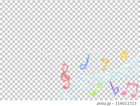 Handwritten music notes background frame, music design background, watercolor color 116011723