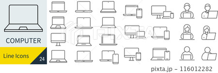 ベクターのコンピューターのアイコンセット ベクターのコンピューターのアイコンセット 116012282