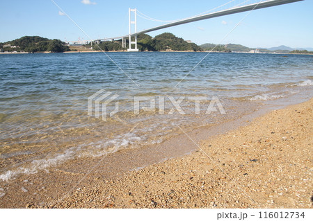 馬島の砂浜から望む来島海峡を望む 馬島の砂浜から望む来島海峡を望む 116012734
