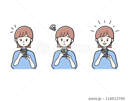 スマホを操作する女性のイラスト 116012784