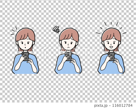 スマホを操作する女性のイラスト 116012784