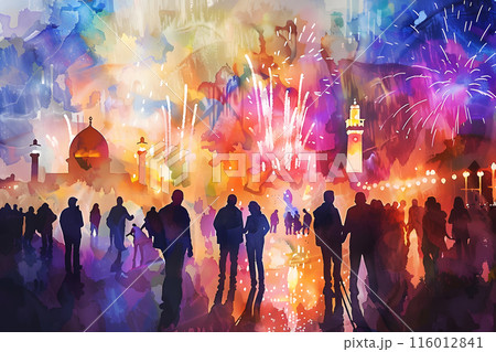 Jewish people come together to celebrate the Festival of Lights, Hanukkah, a Jewish festival. 116012841