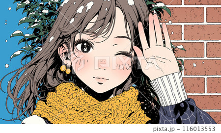 手を振って挨拶している若い女性