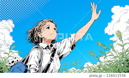 手を振って挨拶している若い女性