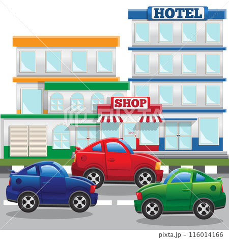 City landscape. Vector illustration. Isolated on white background. 116014166