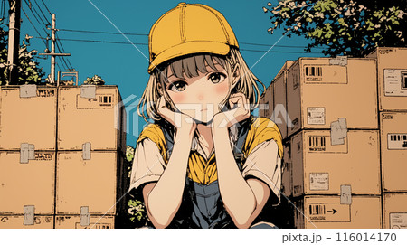 肉体労働をしている若い女性