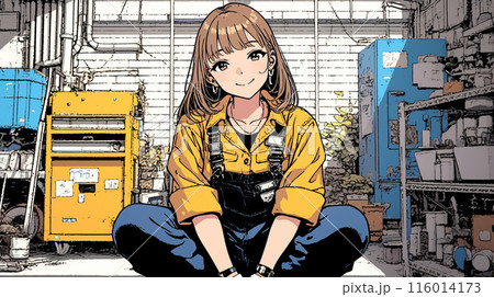 肉体労働をしている若い女性