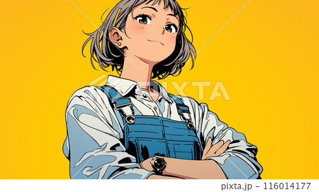 肉体労働をしている若い女性