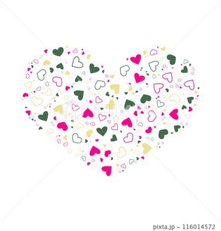 Colorful heart made of small hand drawn hearts 116014572