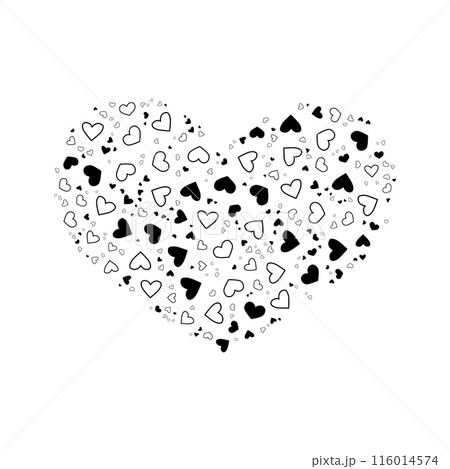 Black heart made of small hand drawn hearts 116014574