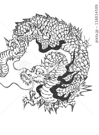 水墨画風の龍図1 116014589