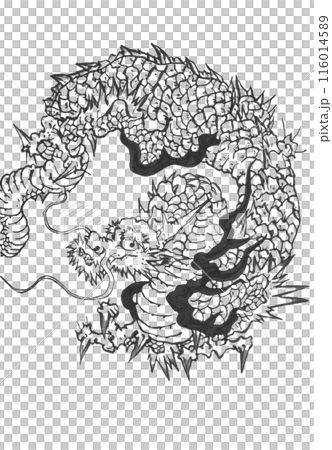 水墨画風の龍図1 116014589